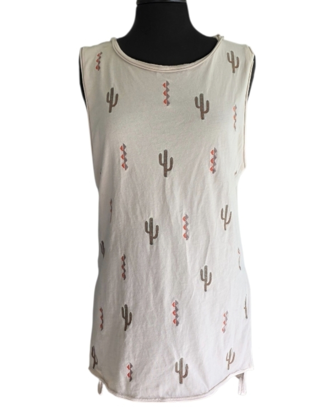 Miss Me Vintage Y2K Long Tunic Tank L Cactus Cream Tank Top Western 2000s Girlie